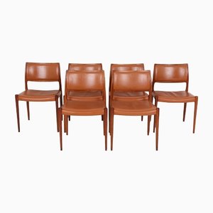 Danish Rosewood No. 80, 6 Chairs by Niels Otto for J. L. Møllers, Set of 6