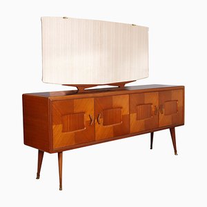 Mid-Centurys Sideboard in Walnut and Rosewood Veneer with Checkerboard by Paolo Buffa for Palaces of Cantù, 1940s, Set of 2