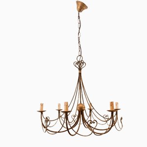Wrought Iron Chandelier with Six Candles