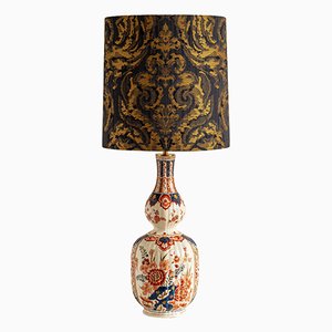 Vintage Hand-Painted Lamp with 24k Gold and Brocatello Damask Lampshade