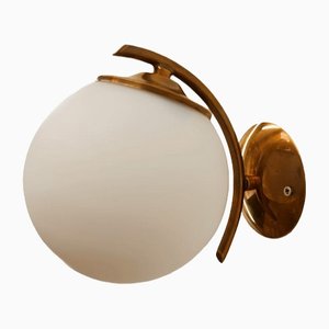Lámpara de pared Ottone con esfera blanca opalina