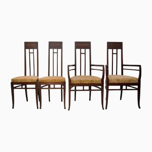 Italian Arts & Crafts Dining Chairs, Set of 4