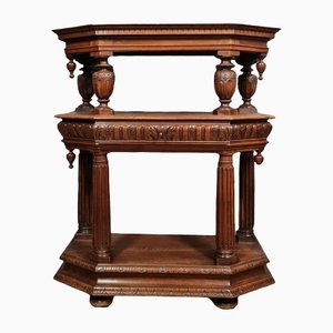 Renaissance Solid Walnut with Blonde Patina Console with Double Tray, 1850s