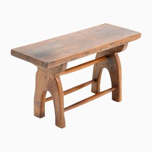 Hand Made Rustic European Oak Countryside Bench Side Table, 1890s