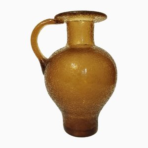 Amber-Colored Frozen Murano Glass Jug by Archimede Seguso, Italy, 1950s