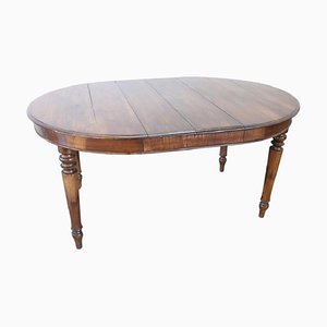 Antique Oval Walnut Dining Table, 1850s
