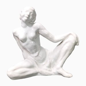 Vintage Italian White Lacquered Ceramic Decorative Figure