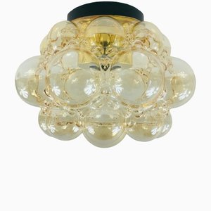 German Amber Bubble Glass Flush Mount Ceiling Lamp by Helena Tynell for Limburg, 1960s
