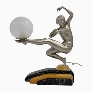 Art Deco Harem Dancer Tischlampe von Van de Voorde