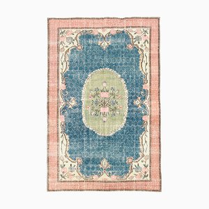 Vintage Pastell Teppich aus Baumwolle & Wolle