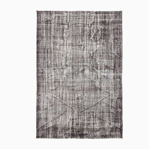 Tappeto vintage grigio in cotone e lana