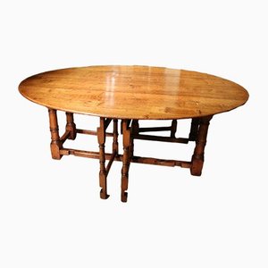 Large Oak Drop Leaf Dining Table
