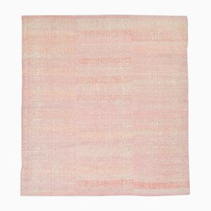 Square Dusty Pink Wool Kilim Rug