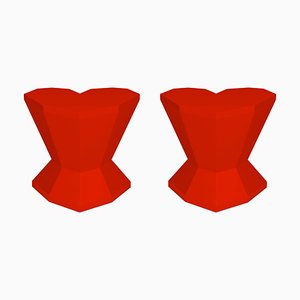 Medium Red Queen Heart Side Table by Royal Stranger, Set of 2