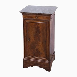 Antique 19th Century French Louis Philippe Bedside Table in Mahogany with Marble Top