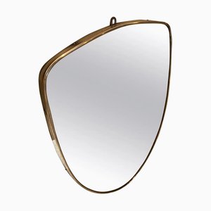 Mid-Century Modern Italian Brass Shield Wall Mirror, 1960s