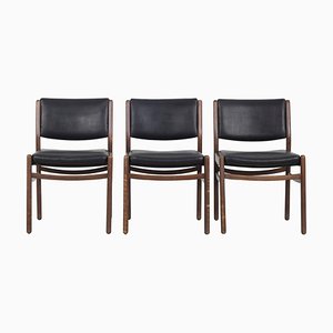 Wooden Chairs with Leatherette Upholstery, Italy, 1960s, Set of 3