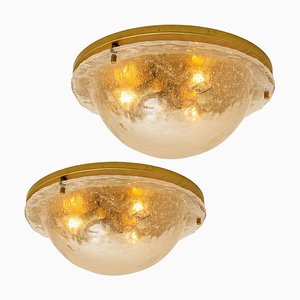 German Glass and Brass Wall Sconce or Flush Mount from Cosack Lights, 1970s