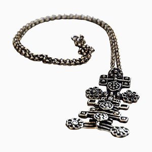 Norwegian Sterling Silver Pendant Necklace by Unn Tangerud for Uni-Da, 1960s