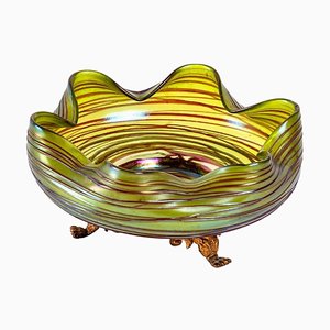 Iridescent Glass Bowl with Tripod Base from Loetz