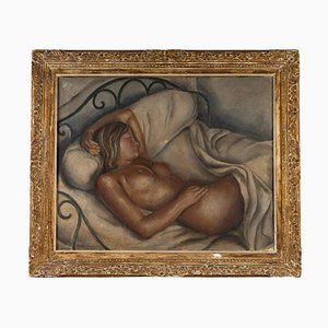 Artiste Parisien, Jeune Femme Endormie, 1935, Peinture sur Toile