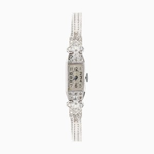 French Art Deco Lady's Watch in 18 Karat White Gold with Diamonds and Platinum