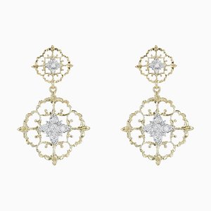 Modern Dangle Earrings in 18 Karat Yellow White Arabesque with Diamonds