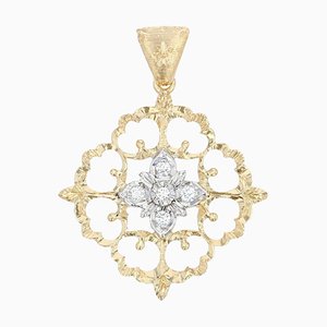Pendentif Moderne Arabesque en Or Blanc 18 Carat avec Diamants