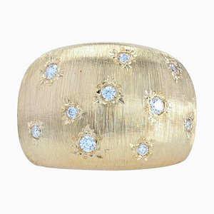 Moderner Armreif aus 18 Karat Gelbgold mit Diamanten und Satin Finish