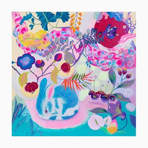 Minako Asakura, Jewel Tree, Rabbit, 2021, acrilico e acquerello su carta e legno