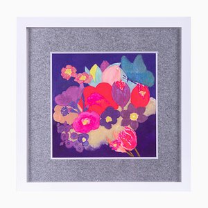 Minako Asakura, Fleurs Intérieures, 2022, Acrylique & Aquarelle sur Papier sur Bois