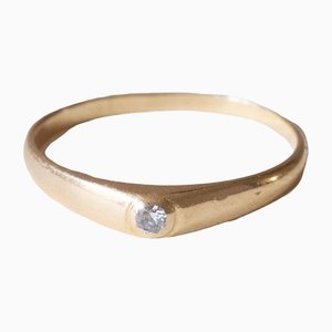 18 Karat Vintage Solitär Ring aus Gold, 1950er