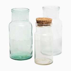 Vintage Spanish Glass Containers, 1950s, Set of 3