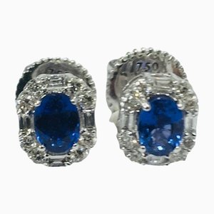 18 Carat White Gold, Sapphire & Diamond Earrings, Set of 2