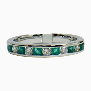 9 Karat Weißgold, Smaragd & Diamant Eternity Ring