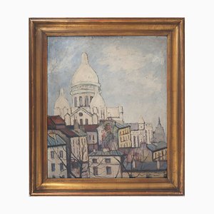 Elisée Maclet, Montmartre: The Sacré Coeur, óleo sobre tabla, enmarcado