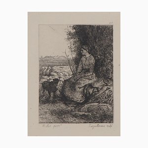Jean François Millet, A Shepherdess, 1873, Grabado