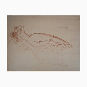 Suzanne Valadon, desnuda, años 20, dibujo pastel original