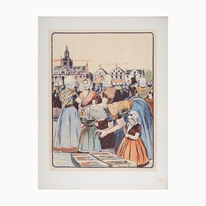 Fernand Piet, Un marché en Zélande, 1899, Lithograph