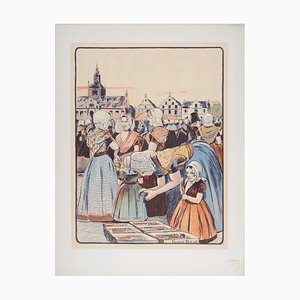Fernand Piet, Un marché en Zélande, 1899, Litografía