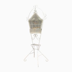 Vintage Shabby Metal Bird Cage Plant Stand