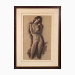Female Nude Portrait, 1977, Charcoal