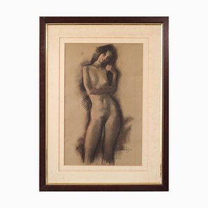 Retrato de mujer desnuda, 1977, carbón