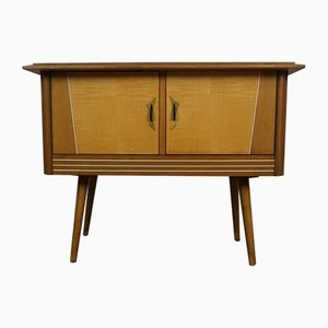 Wood Cabinet with Brass Handles, 1950s