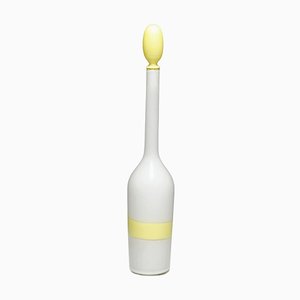 Bouteille Venini Art en Verre avec Décoration Fasce en Jaune, 1950s
