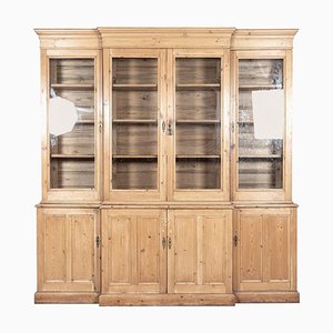Large English Glazed Breakfront Bookcase in Pine