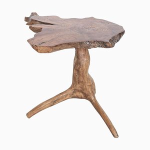 English Yew Root Wood Side Table