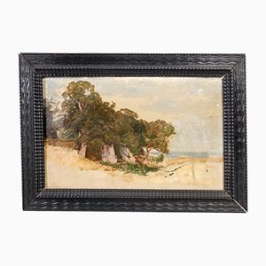 Paisaje de Inglaterra, década de 1800, óleo sobre lienzo, enmarcado