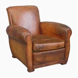French Leather Armchair, 1930s