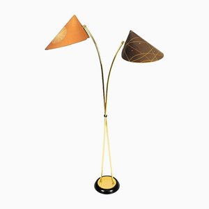 Floor Lamp with Bag Lampshades & Brass Frame